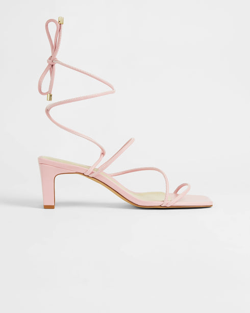 <P>Square Toe Spaghetti Strap Mid Heeled Sandal</P>